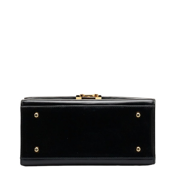 Versace Sunburst Gold Hardware Handbag Vanity Bag Black Enamel Leather - Picture 4 of 10